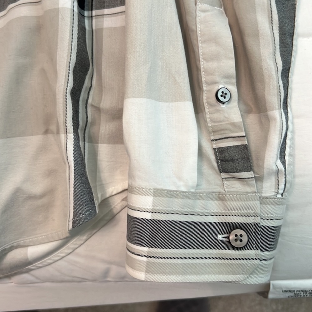 Express Button Down Size L Extra Slim Fit Gray Pa… - image 6